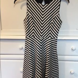 Black and white backless dress